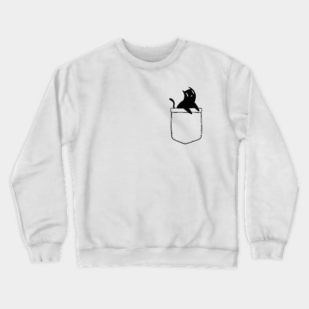 Pocket Black Cat Crewneck Sweatshirt by Bruno Pires